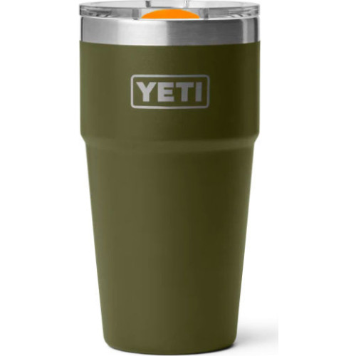 yeti 20oz rambler stackable cup olive and king crab orange